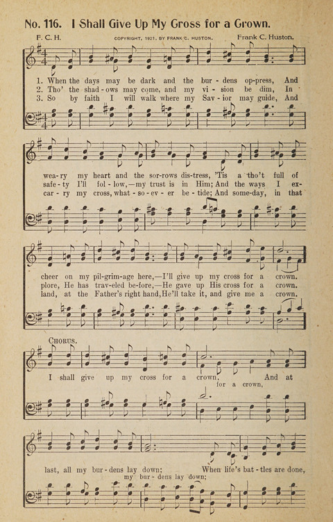 Hosanna in the Highest: a choice selection of beautiful gospel songs for the Sunday school, church, the home, and evangelistic services page 116