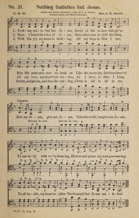 Hosanna in the Highest: a choice selection of beautiful gospel songs for the Sunday school, church, the home, and evangelistic services page 31