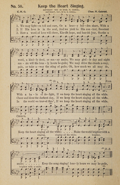 Hosanna in the Highest: a choice selection of beautiful gospel songs for the Sunday school, church, the home, and evangelistic services page 50