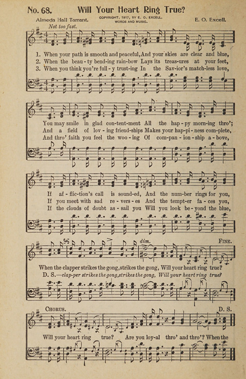 Hosanna in the Highest: a choice selection of beautiful gospel songs for the Sunday school, church, the home, and evangelistic services page 68