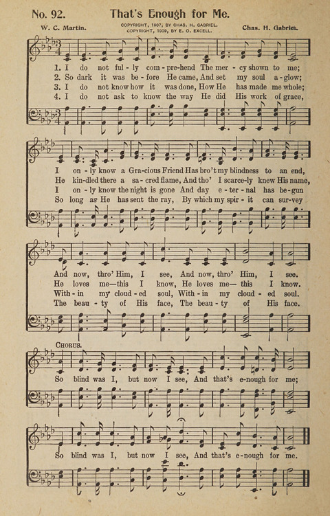 Hosanna in the Highest: a choice selection of beautiful gospel songs for the Sunday school, church, the home, and evangelistic services page 92