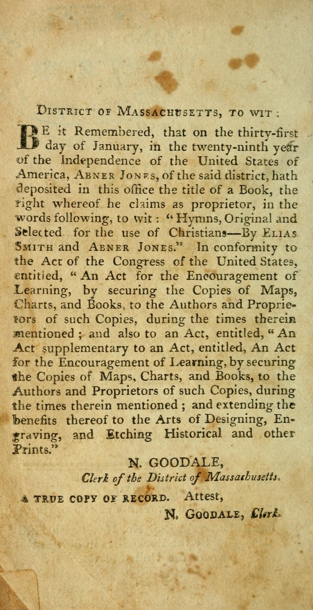 Hymns, Original and  Selected, for the Use of Christians. (5th ed. corr.) page 2