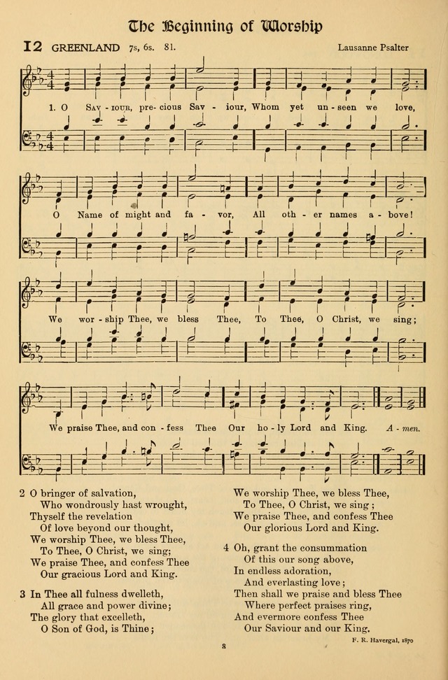 Hymns of Worship and Service (Chapel Ed., 4th ed.) page 8