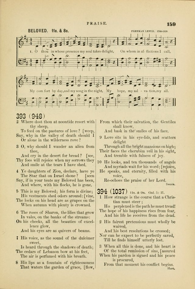 Hymn and Tune Book for Use in Old School or Primitive Baptist Churches page 159