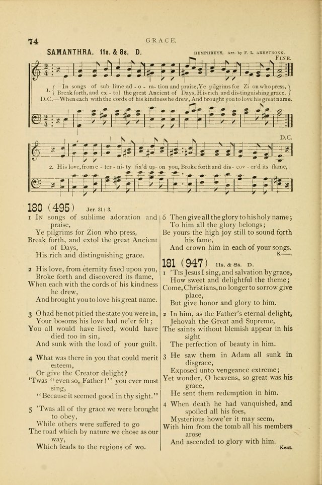 Hymn and Tune Book for Use in Old School or Primitive Baptist Churches page 74
