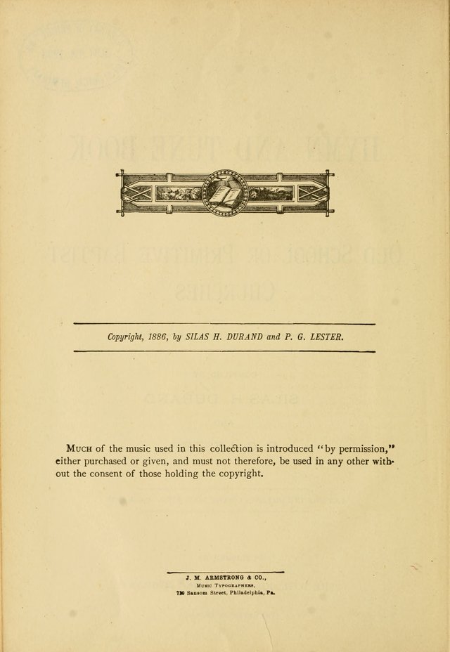 Hymn and Tune Book for Use in Old School or Primitive Baptist Churches page vi