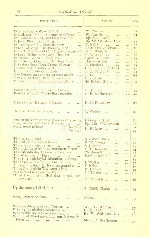 Hymn Tunes and Carols page ix