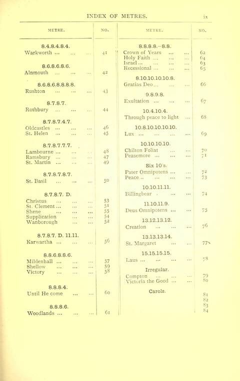 Hymn Tunes and Carols page xii