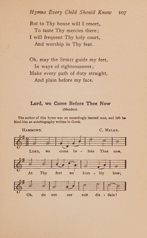 Hymns That Every Child Should Know: A selection of the best hymns of all nations for young people page 107