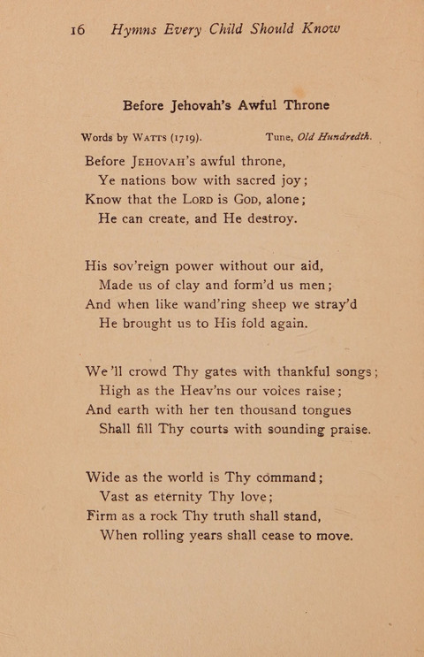 Hymns That Every Child Should Know: A selection of the best hymns of all nations for young people page 16