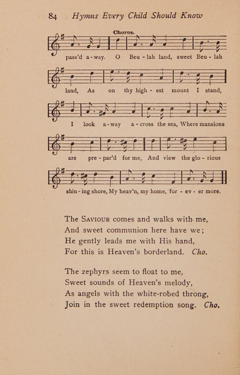 Hymns That Every Child Should Know: A selection of the best hymns of all nations for young people page 84