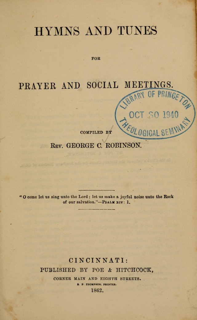 Hymns and Tunes for Prayer and Social Meetings page 1