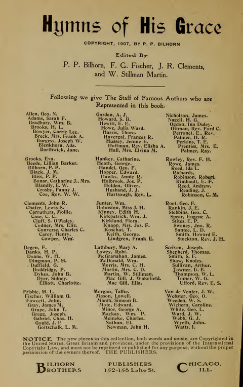 Hymns of His Grace: No. 1 page v