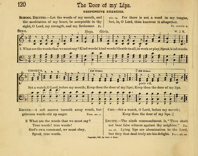 Infant Praises: a collection of sacred songs, hymns, and music, for use in the Sabbath school primary department page 120