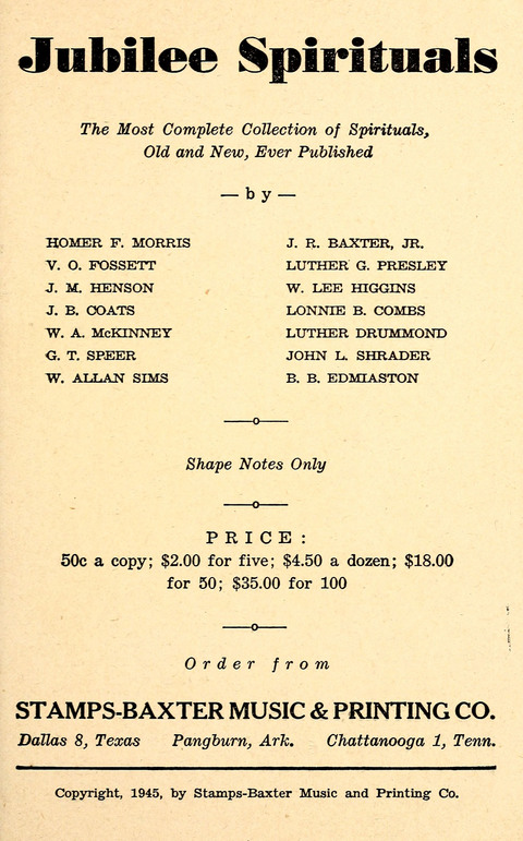 Jubilee Spirituals page 2