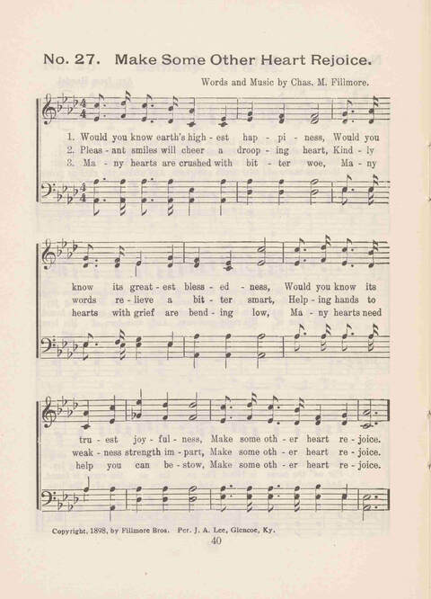 Loyalty to the King: a collection of new and old songs for the use of organized Sunday-school classes, especially for all classes in the Loyal Movement page 40