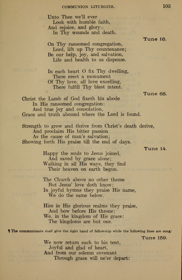 The Liturgy and the Offices of Worship and Hymns of the American Province of the Unitas Fratrum, or the Moravian Church page 103