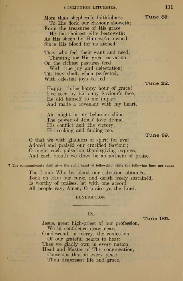 The Liturgy and the Offices of Worship and Hymns of the American Province of the Unitas Fratrum, or the Moravian Church page 111