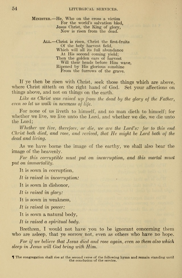 The Liturgy and the Offices of Worship and Hymns of the American Province of the Unitas Fratrum, or the Moravian Church page 54