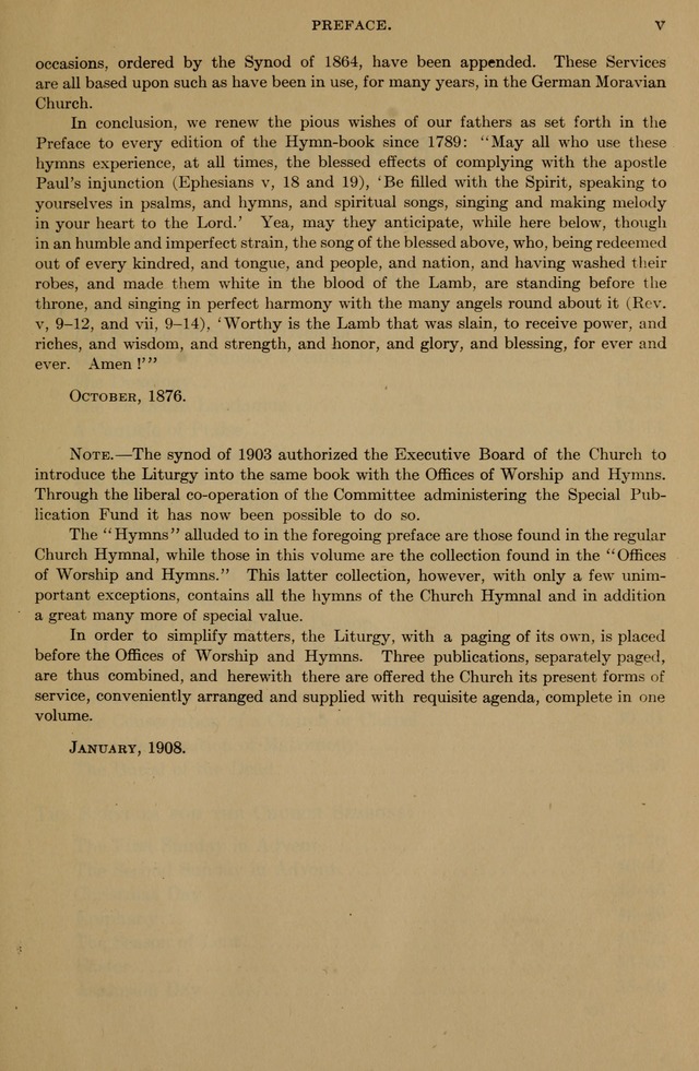 The Liturgy and the Offices of Worship and Hymns of the American Province of the Unitas Fratrum, or the Moravian Church page xi