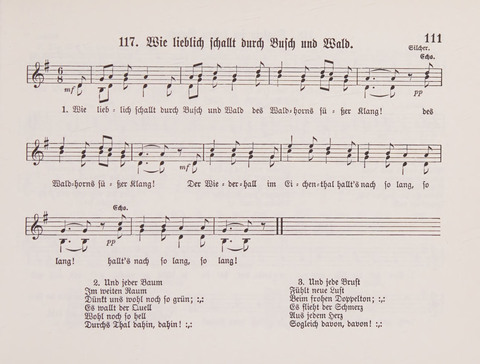 Lieder-Perlen: Eine Sammlung von Liedern geistlichen und gemischten Inhalts, theils in deutscher, theils in englischer Sprache, nebt einer Anzahl Spiellieder, ein-, zwei- und dreistimmig (mit Anhang) page 111
