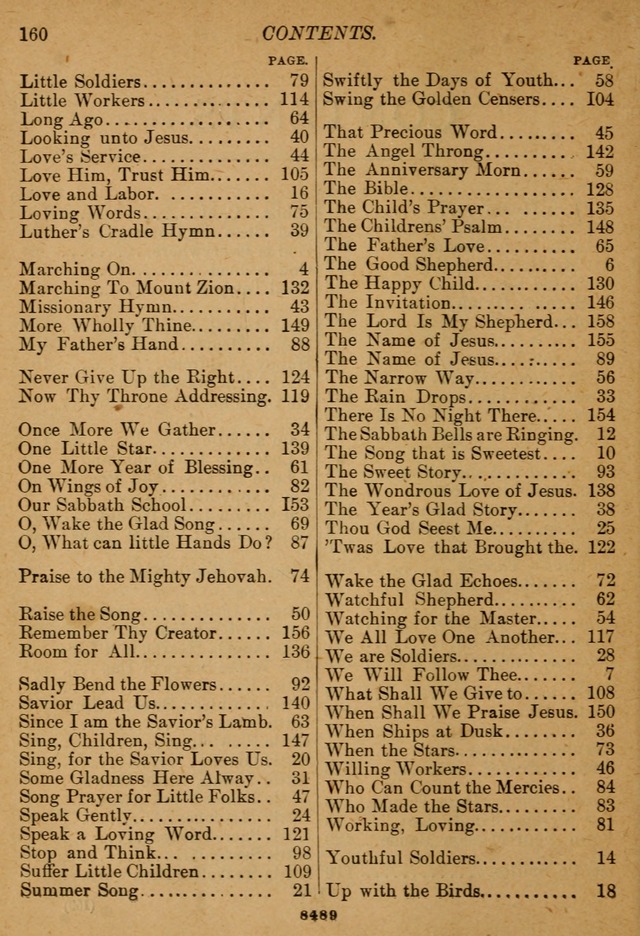 Little Sacred Songs: for Little Singers of the primary department of the Sunday school, and for Kindergartens and the home page 160