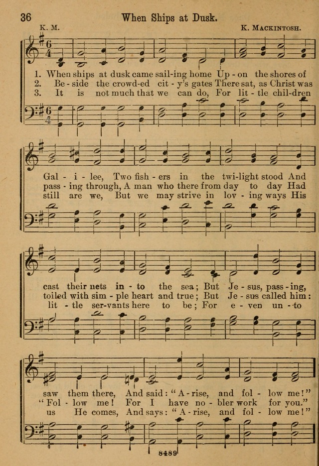 Little Sacred Songs: for Little Singers of the primary department of the Sunday school, and for Kindergartens and the home page 36