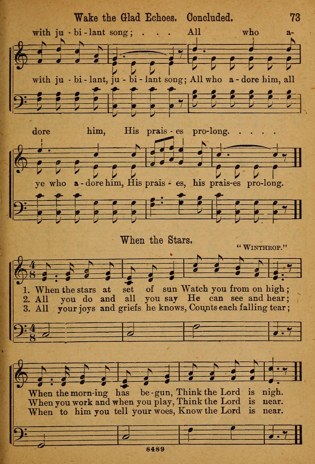 Little Sacred Songs: for Little Singers of the primary department of the Sunday school, and for Kindergartens and the home page 73