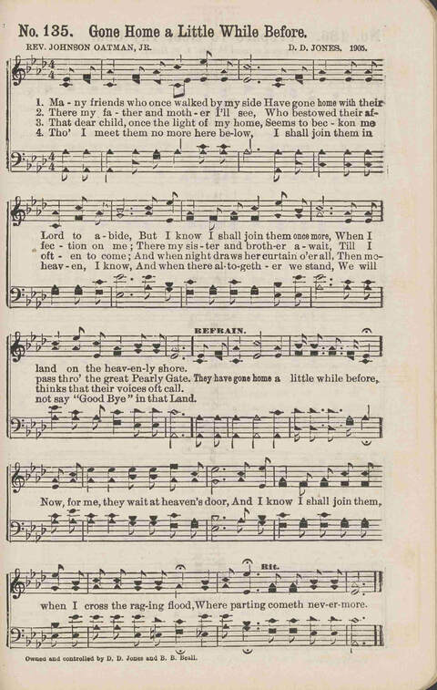 Living Words: a collection of sacred songs, both new and old, for the church, the Sunday school, the revival meeting, the singing convention, and all kinds of religious work and worship page 135