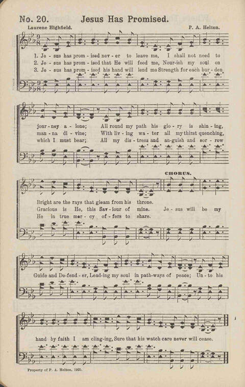 Living Words: a collection of sacred songs, both new and old, for the church, the Sunday school, the revival meeting, the singing convention, and all kinds of religious work and worship page 20