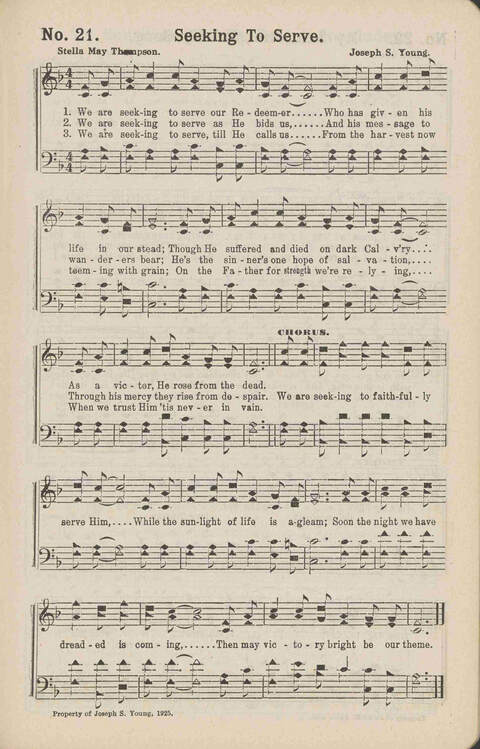 Living Words: a collection of sacred songs, both new and old, for the church, the Sunday school, the revival meeting, the singing convention, and all kinds of religious work and worship page 21