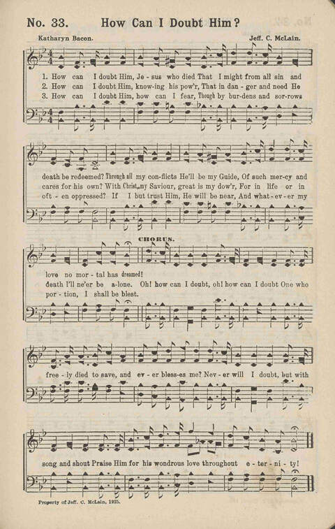 Living Words: a collection of sacred songs, both new and old, for the church, the Sunday school, the revival meeting, the singing convention, and all kinds of religious work and worship page 33