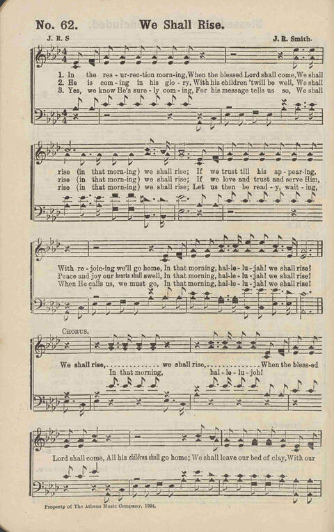 Living Words: a collection of sacred songs, both new and old, for the church, the Sunday school, the revival meeting, the singing convention, and all kinds of religious work and worship page 62