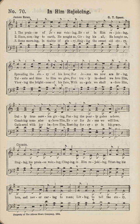 Living Words: a collection of sacred songs, both new and old, for the church, the Sunday school, the revival meeting, the singing convention, and all kinds of religious work and worship page 70