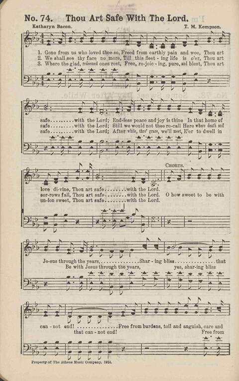 Living Words: a collection of sacred songs, both new and old, for the church, the Sunday school, the revival meeting, the singing convention, and all kinds of religious work and worship page 74
