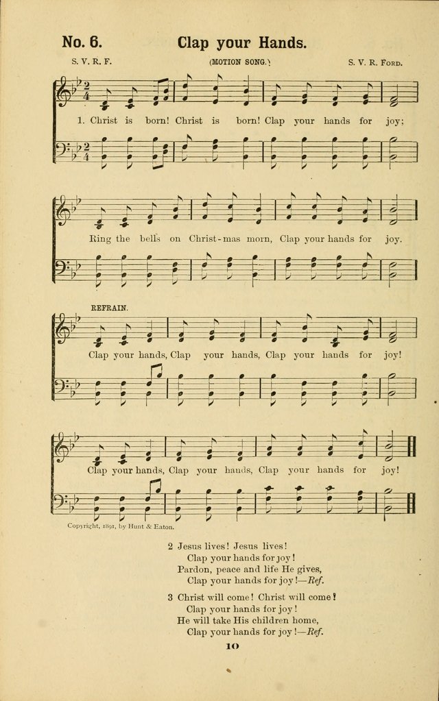 Melodies for Little People: containing also one hundred recitations for Sunday-schools, anniversary occasions, concerts, entertainments, and sociables, with songs adapted... page 10