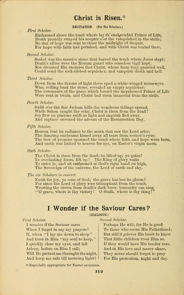 Melodies for Little People: containing also one hundred recitations for Sunday-schools, anniversary occasions, concerts, entertainments, and sociables, with songs adapted... page 112