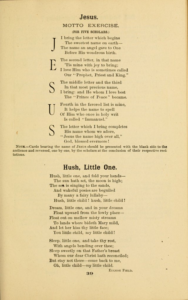 Melodies for Little People: containing also one hundred recitations for Sunday-schools, anniversary occasions, concerts, entertainments, and sociables, with songs adapted... page 39