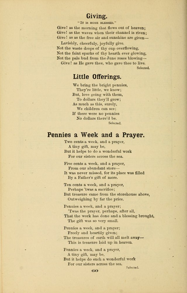 Melodies for Little People: containing also one hundred recitations for Sunday-schools, anniversary occasions, concerts, entertainments, and sociables, with songs adapted... page 60