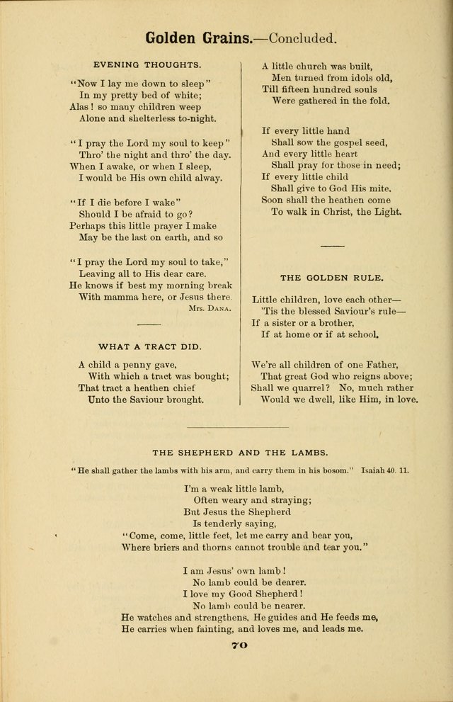 Melodies for Little People: containing also one hundred recitations for Sunday-schools, anniversary occasions, concerts, entertainments, and sociables, with songs adapted... page 70