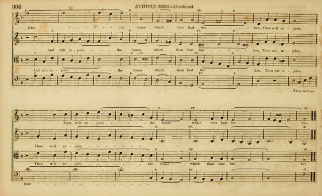 The Mozart Collection of Sacred Music: containing melodies, chorals, anthems and chants, harmonized in four parts; together with the celebrated Christus and Miserere by ZIngarelli page 306