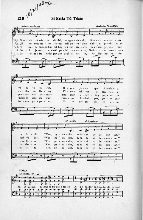 Melodias Evangelicas para el Uso de las Iglesias Evangelicas de Habla Española en Todo el Mundo page 223