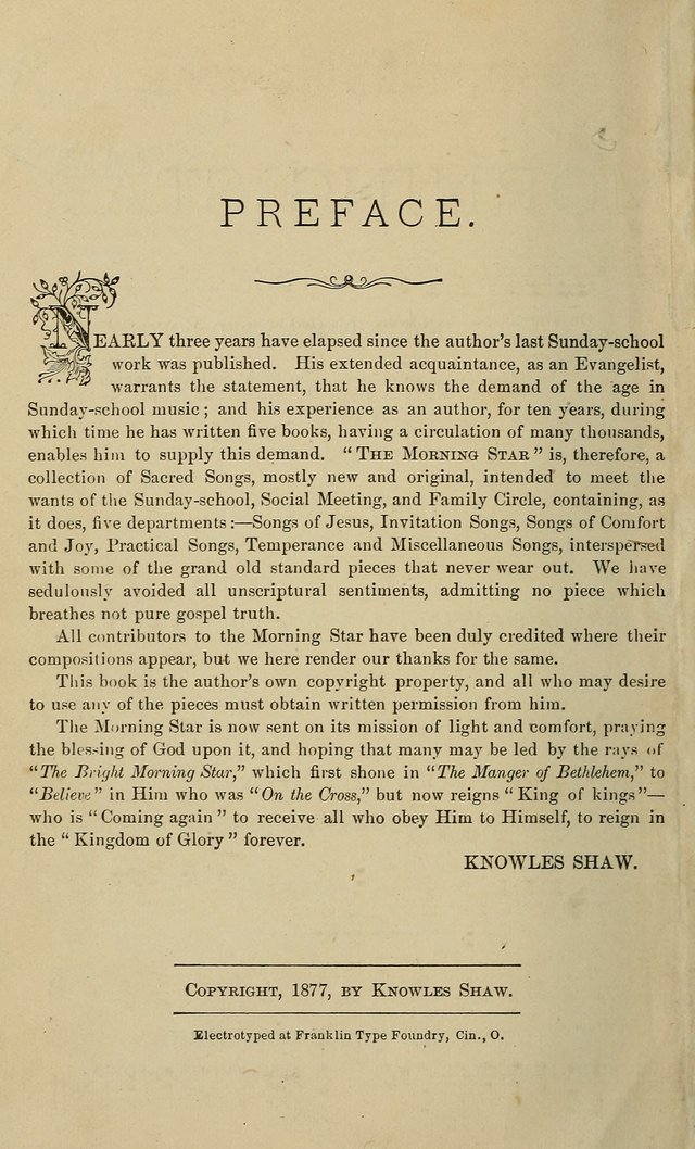 The Morning Star: a collection of new sacred songs, for the Sunday school, prayer meeting, and the social circle page 3