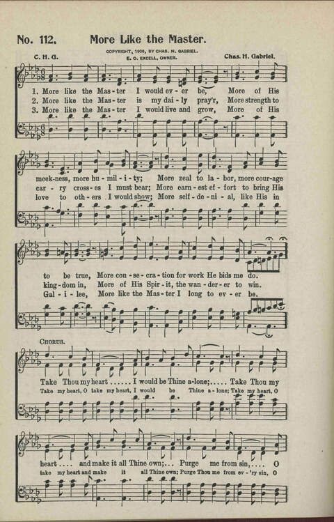 Ministry in Song: A new collection of songs for all relgious services especially arranged for Sunday schools, Epworth Leagues, prayer meetings and revivals page 112