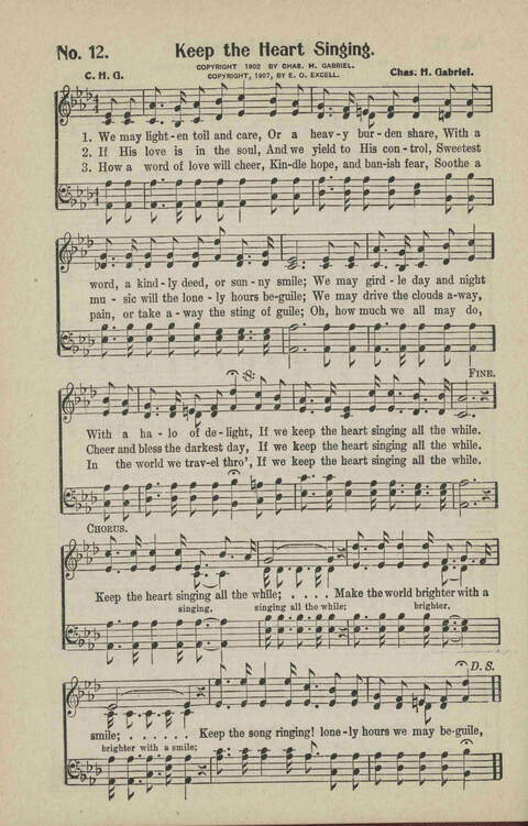 Ministry in Song: A new collection of songs for all relgious services especially arranged for Sunday schools, Epworth Leagues, prayer meetings and revivals page 12