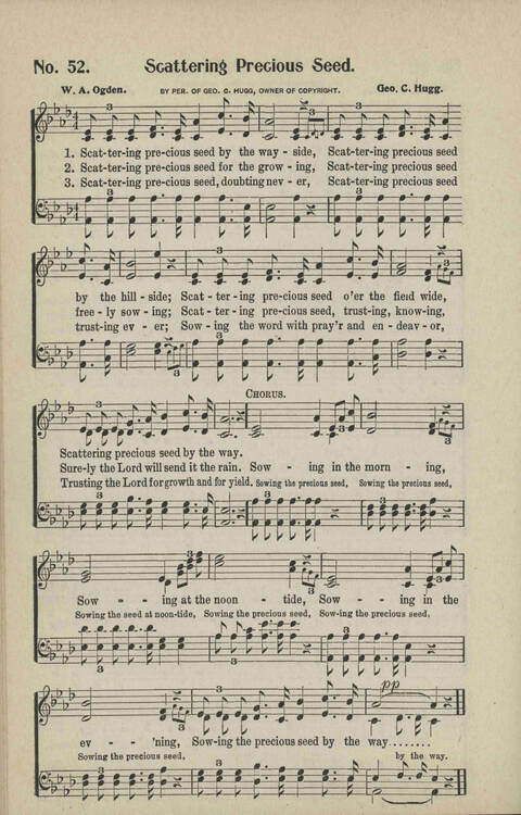 Ministry in Song: A new collection of songs for all relgious services especially arranged for Sunday schools, Epworth Leagues, prayer meetings and revivals page 52