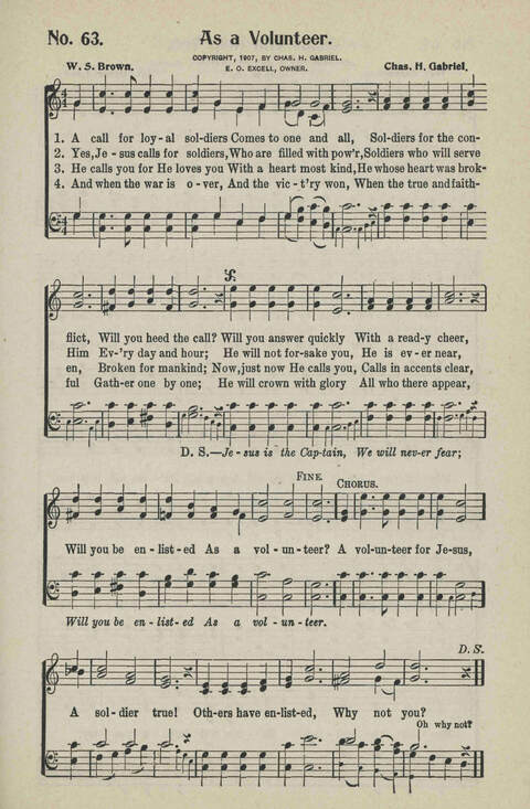 Ministry in Song: A new collection of songs for all relgious services especially arranged for Sunday schools, Epworth Leagues, prayer meetings and revivals page 63