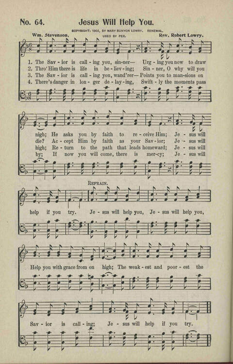 Ministry in Song: A new collection of songs for all relgious services especially arranged for Sunday schools, Epworth Leagues, prayer meetings and revivals page 64