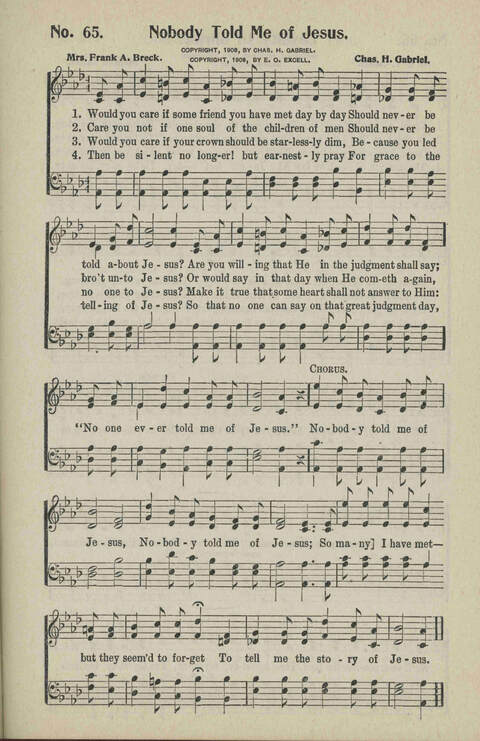Ministry in Song: A new collection of songs for all relgious services especially arranged for Sunday schools, Epworth Leagues, prayer meetings and revivals page 65