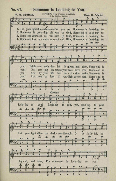 Ministry in Song: A new collection of songs for all relgious services especially arranged for Sunday schools, Epworth Leagues, prayer meetings and revivals page 67